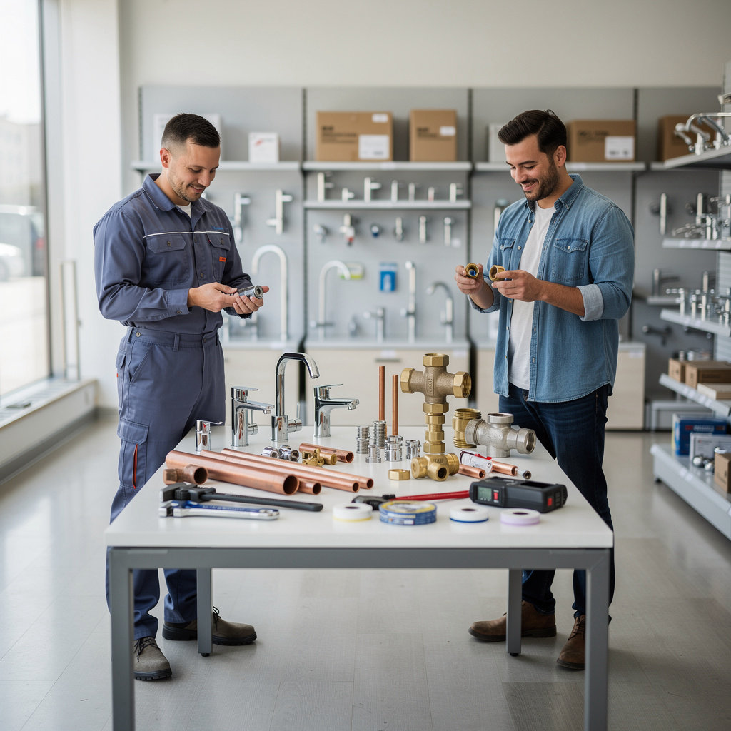 Ferguson Plumbing Supply inventory showcasing organized plumbing pipes, fittings, and tools in Santa Barbara
